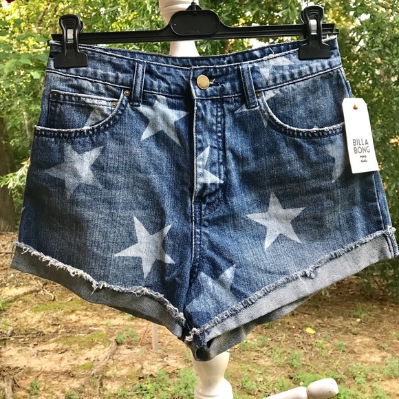[Billabong] Stars Print CutOff Denim Shorts NWT 01 - Picture 4 of 5